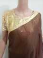 Yumna Zaidi Stitched Readymade Chiffon Sareee with Moonlight Blouse & Borders / Wedding Wear Saree/ Pakistani Sareee. 