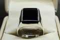 Square Shape Natural Black Agate Women Plain Ring Sterling Silver 925 Handmade Black Aqeeq Ring. 