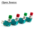DS-438 DS-438 Momentary Red /Green Push Button Actuator Micro Limit Switch 12mm Push Button Switch 6.3mm Contact. 