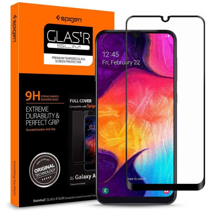 Spigen, Galaxy A50 / Galaxy A30 Screen Protector, 9H Tempered Glass, Full Coverage, Anti-fingerprint, Anti-scratch, Samsung Galaxy A50 Glass, Samsung Galaxy A30 Glass (611GL26283)