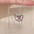 1Pc/Pair Fashion Pink Peach Heart Necklaces Earrings Sweet Cool Jewelry Sets SUPER BABY. 