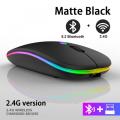 Rechargeable - Wireless Mouse Ultra Slim Gaming Mouse RGB Dual Mode 5.1 Bluetooth Mouse Rechargeable Battery Gaming RGB USB Wireless Optical Mouse With Silent Clicks Black 2.4G Backlit Mice - Plug and Play For Laptop, PC, Computer, MacBook, iPad, Smart TV. 