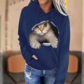 Women Hoodie Animal Pattern Warm Pure Color Sweatshirt. 
