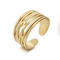 no fade gold jewelry 18k real gold PVD plated chunky gold rings ring stainless steel adjustable Clover ring for women. 