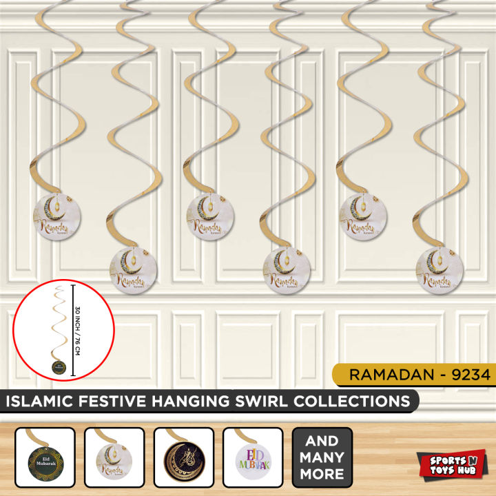 Islamic Festive Swirl Collection, Ramadan & Eid Hanging Swirl Decorations, Ramazan Swirls Ceiling Streamers For Party Decoration, Eid & Ramzan Kareem, Umrah & Hajj Mubarak Decor, Hanging Swirl Decorate Your Home Blessed Ramadhan : K01xL4g9, mUfsUIUg