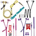 Handsfree in zip_style - Zipper woofer Handsfree For Smartphones - Best Quality Music Sound Handfree - In Ear Phones. 