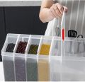 Wall Mounted Divided Rice and Cereal Dispenser 6 Moisture Proof Plastic Automatic Racks Sealed Food Storage Box. 