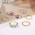 Fashion Luxury Purple Ring Girl Ring Jewelry Set 7pcs New Fashion Women Ring Personality. 