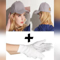 Pack of 2 Sun Block Cap And Gloves For Girls Grey. 