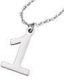 Silver Stainless Steel Number 1 Necklace for Men and Women -Pack 01. 