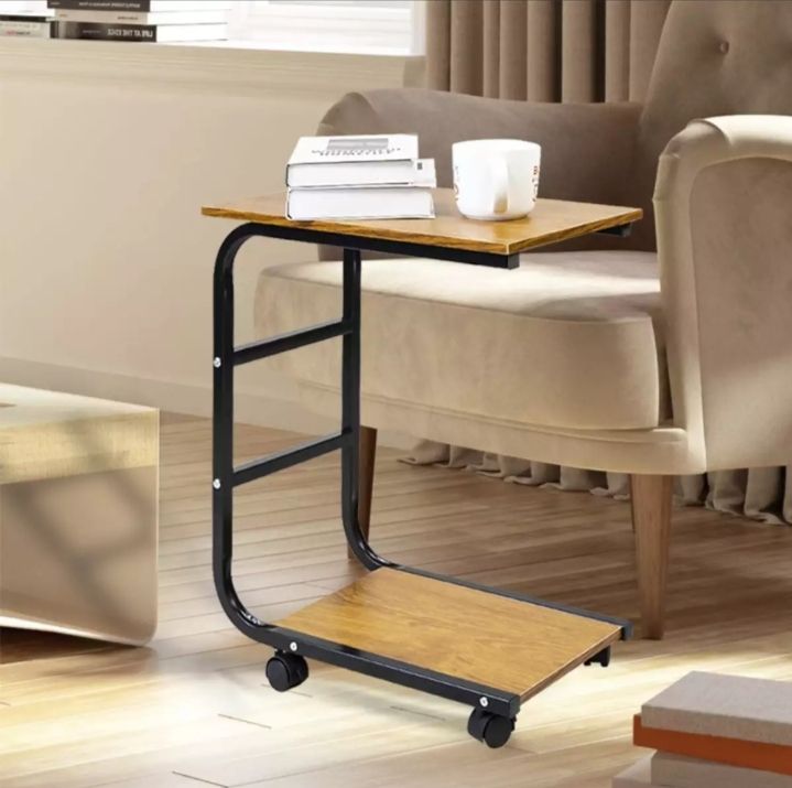 Movable%20Desk%20Side%20Table%20Tray%20Cart%204%20Wheels%20Wood%20Desktop%20Office%20Home%20Desk%20Shelf%20Organizer%20Bookcase%20Natural%20Wood%20Tone%20-%20Image%206