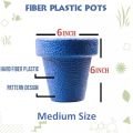 Pack of 5 Fiber Plastic Plant Pots Available In 4 Sizes Indoor & Outdoor For Home & Office Decoration - Multicolor. 