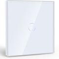 BSEED Touch Light Switch, 1-Gang 1-Way Wall Switch, Flush-Mounted Light Switch with Glass Frame, 86 mm Light Switch, White, 500 W. 