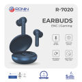 Ronin R-7020 Earbuds, 13mm Driver & Bluetooth 5.3, High Bass Sound, Noise-Canceling, 400mAh Battery & 6 Hours Playtime, Gaming Mode, IPX5 Water-Resistant, Clear Sound & Hands-Free Calls. 