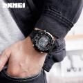 SKMEI Men Fashion Watches Solar Stainless Steel Watch Chrono Dual Display Waterproof Business Wristwatches 1493. 