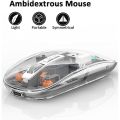 Pureview Transparent Wireless and Bluetooth Rechargeable Mouse, USB Receiver,LED Battery Magic Silm for Office/PC/Mac/Laptop/Apple/ipad - Transparent Wireless Mouse Multi Device Mouse, Type C Adapter Charging, Mouse for Laptop Notebook TV Mobile. 