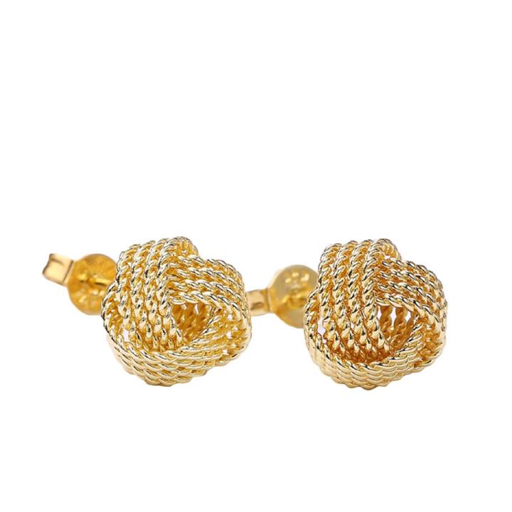 Fashion Women Round Ball Woven Twisted Rope Love Knot Stud Earrings Jewelry Gift