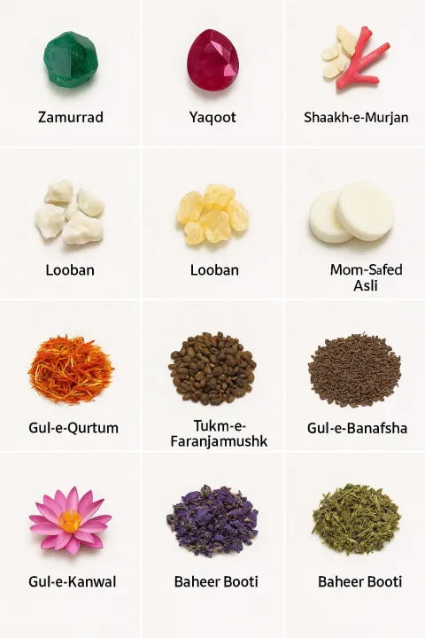 Zamurrad – 5 gram Yaqoot – 5 gram Zeher Mohra Khatai – 5 gram Shaakh-e ...