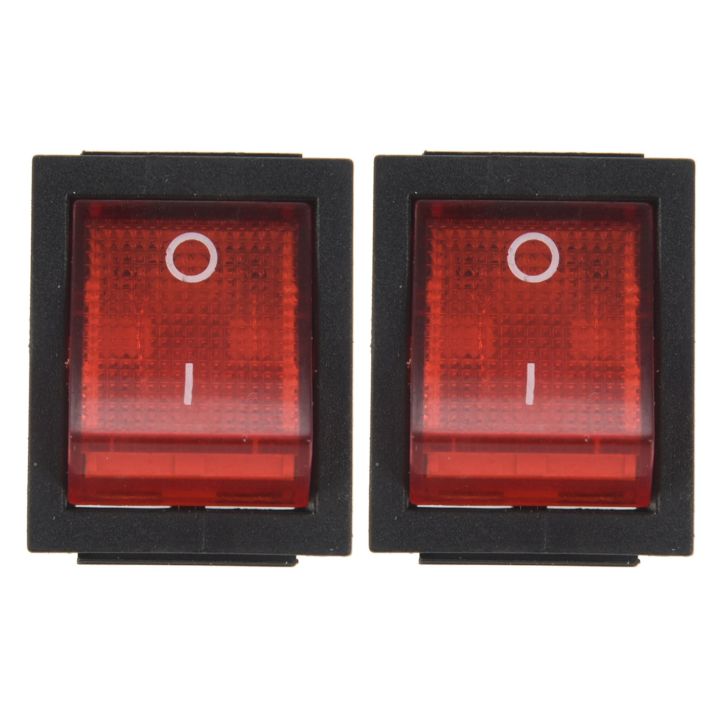 Spreeshop 2X Red Light 4 Pin DPST ON/OFF Snap in Rocker Switch 15A/250V 20A/125V AC 28x22mm