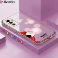 Jizetin (Free Lanyard) for Vivo V23E V23E 5G Back Cover Bubble Mouse Luxury 6D Plating Case Side Pattern Soft Silicone Square Phone Cases. 