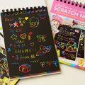 Click-Picks magic colorful scratch doodle art book with wooden stick | Rainbow scratch book - Small. 