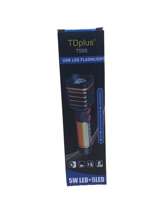 Tdplus%20Super%20Bright%20%20Rechargeable%20Flashlight%20with%20COB*3+%20Aluminum%20Lamp%20Head%2018650%20Lithium%20Battery%201200mAh%204%20Step%20Button%20Switch%20V8%20Port%20USB%20Charging%20Wire%20T59S%20New%20Arrival%20Aluminum%20Plastic%20Retractable%20Zoom%20-%20Image%205