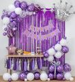 Purple happy birthday theme set( Including happy birthday banner+30 balloons+1 pc curtain+5 confetti baloons) birthday store, balloons, birthday themes for girls, decorations, birthday package, purple theme, shop e deals store. 