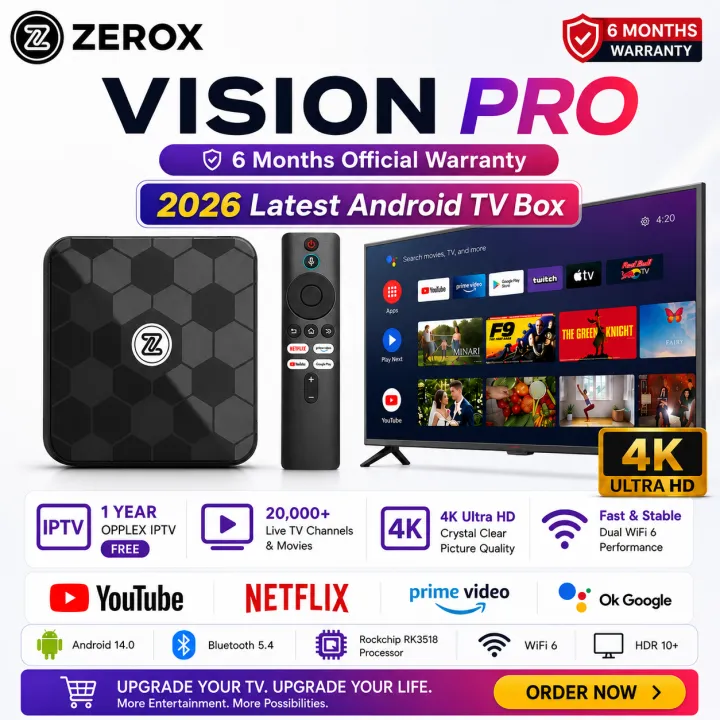 [ 2026 FASTEST Android tv Box ] Zerox Vision Pro 2GB Ram 16GB Rom | 6 ...