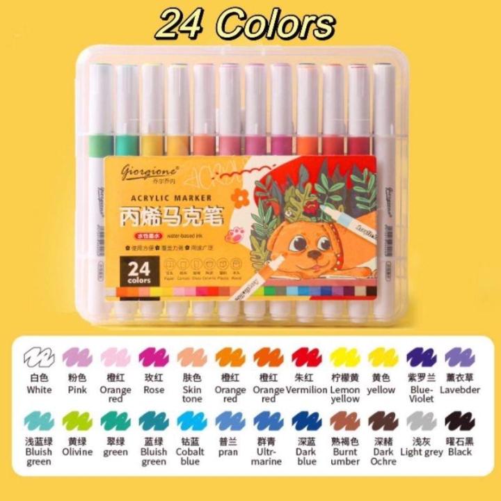 12/24%20Colors%20Acrylic%20Paint%20Marker%20Pen%20Set%20for%20Crafts%20Fabric%20Canvas%20Glass%20Paper%20for%20Students%20DIY%20Drawing%20-%20Image%207