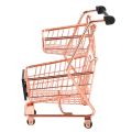 2X Mini Double Layers Shopping Cart Model Wrought Iron Supermarket Trolley Metal Rose Gold Storage Basket Rose Gold. 