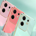 Biruiqu for Infinix Zero 30 4G Back Cover Luxury 6D Plating Frame Shiny Bling Phone Pounch Soft Silicone Square Phone Case. 