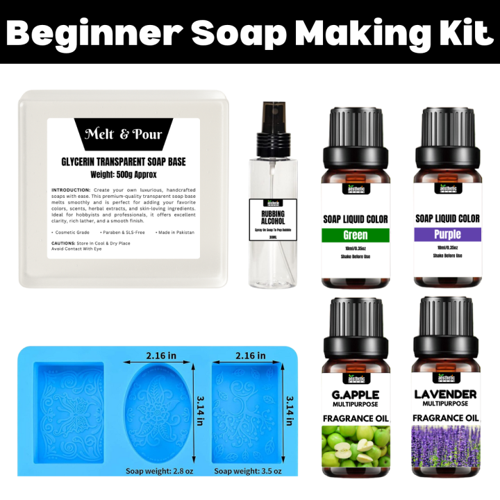 Soap Making Kit - Soap Making Kit For Beginners - Beginner Soap Making Kit - Beginner Melt and Pour Soap Making Kit – Make Your Own Soap with Melt and Pour - DIY Beginner Natural Soap Making Kit – Soap Making Kit With Silicone Mold - Soap Making Supplies