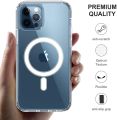 New Clear Magnetic Case for iPhone 12 Pro Max with Mag-Safe Charging, Slim Fit Hard Back Soft Silicone TPU Bumper Cover, Thin Cute Shockproof Anti-Yellow Protective Case for i-Phone 12 Pro max (6.7). 