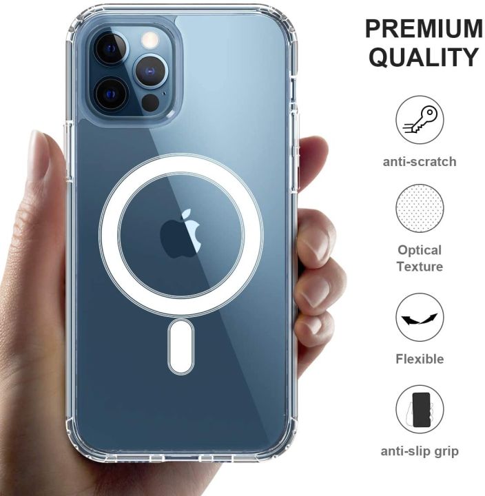 New%20Clear%20Magnetic%20Case%20for%20iPhone%2012%20Pro%20Max%20with%20Mag-Safe%20Charging,%20Slim%20Fit%20Hard%20Back%20Soft%20Silicone%20TPU%20Bumper%20Cover,%20Thin%20Cute%20Shockproof%20Anti-Yellow%20Protective%20Case%20for%20i-Phone%2012%20Pro%20max%20(6.7)%20-%20Image%206