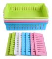 Plastic Office Collapsible Storage Box Bin Baskets Stackable Container Organizer with Partitions Tray(37 x 25 x 8.5 cm). 