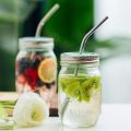 Straws Stainless Steel - Drinking Straw Reusable with Ultra Long 4 Metal Straws 8.5"(2 Straight, 2 Bend) and 1 Cleaning Brush - Eco Friendly Drinking Straws. 