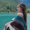 Xu Hongdou with the same Yunnan Lijiang tourism photo ethnic style knitted shawl, women's scarf, cloak and cape. 