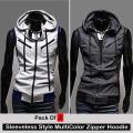 Pack Of  2 Sleeveless Style Multicolor Zipper Hoodie. 