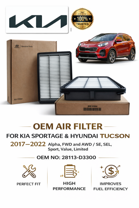 Air Filter for KIA Sportage (2017–2022) & Hyundai Tucson – OEM 28113 ...