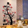 3D acrylic tree shape wooden wall sticker, laser cut tree shape wooden wall art, photo frame tree shape wooden wall art. 