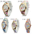 Juding 360 series fashion silicone color print flower women's watch blue and white porcelain color printed floral watch color printing watch. 