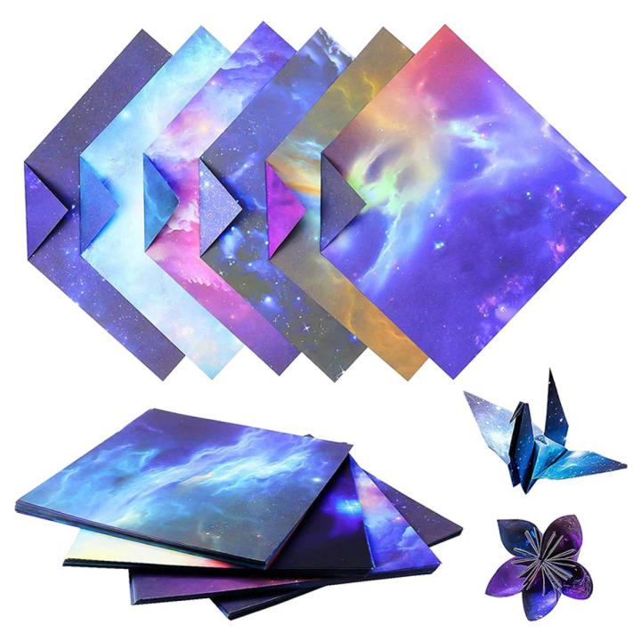 OUMERY 200 Sheets Galaxy Space Stars Pattern Origami Paper, Double Sided Colored Origami Paper for Arts Crafts (6X6inch)