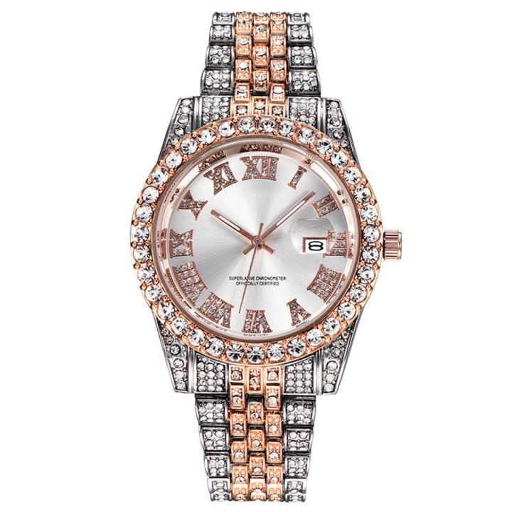 Quartz Watch Luxury Full Diamond Alloy Fashion For Men