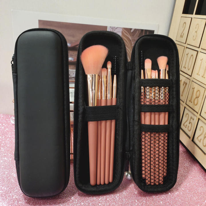black Makeup brush case Pu Cosmetic bag Lipstick pen organizer for Travel Professional makeup artists Home organization