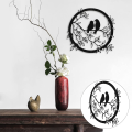 Wooden Birds Wall Decor Outdoor Wooden Wall Art, Birds on Branch Metal Bird Silhouette Wall Sculpture Wall Hanging Sign Wall Art Decor, Hanging Decorations for Patio Garden Porch Bedroom Bathroom. 
