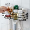 Bathroom Storage rack and organizer, Bathroom metal  Shelf Wall Mounted With Hooks, Bathroom accessories. 