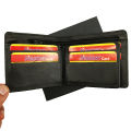 Dollar Size Black Plain Leather Wallet. 