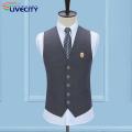 Suit Vest Top V Neck Single Breasted Pockets Waistcoat with Brooch. 