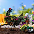 Creative Black Metal Chicken Statue Ornament Decor Yard Art Garden Sculpture. 