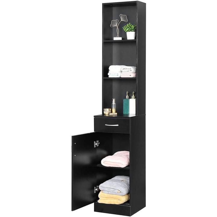 Bathroom Storage Cabinet, Multifunctional Floor Cabinet with 1 Drawers and Double Door, Freestanding Waterproof Cabinet Side Cabinet, Wooden Storage Cabinet for Bathroom Living Room Bedroom